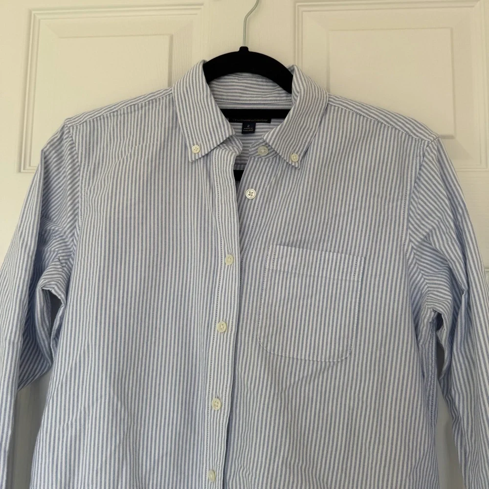 Brooks Brothers Women's Blue and White Striped Long Sleeve Shirt Dress Size 2 - Picture 3 of 10